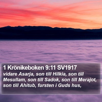 1 Krönikeboken 9:11 SV1917 Bible Verse Image