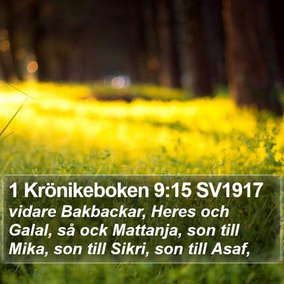1 Krönikeboken 9:15 SV1917 Bible Verse Image