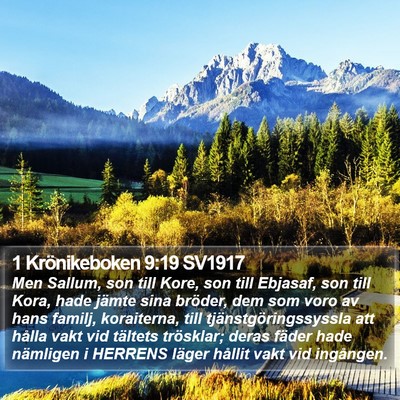 1 Krönikeboken 9:19 SV1917 Bible Verse Image