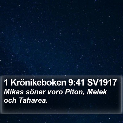 1 Krönikeboken 9:41 SV1917 Bible Verse Image