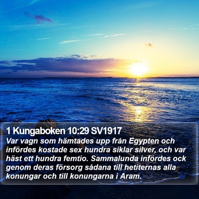 1 Kungaboken 10:29 SV1917 Bible Verse Image