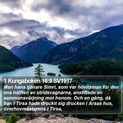 1 Kungaboken 16:9 SV1917 Bible Verse Image