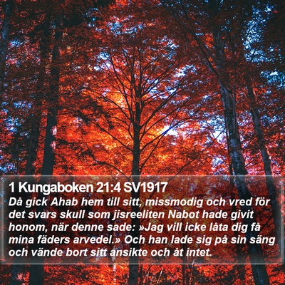 1 Kungaboken 21:4 SV1917 Bible Verse Image