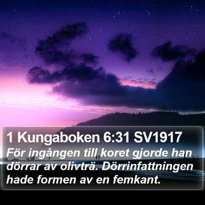 1 Kungaboken 6:31 SV1917 Bible Verse Image