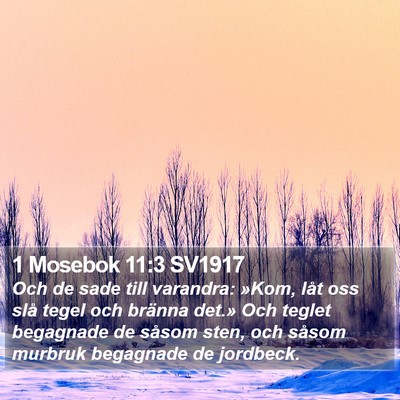 1 Mosebok 11:3 SV1917 Bible Verse Image