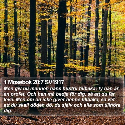 1 Mosebok 20:7 SV1917 Bible Verse Image