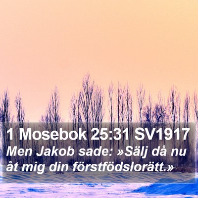 1 Mosebok 25:31 SV1917 Bible Verse Image