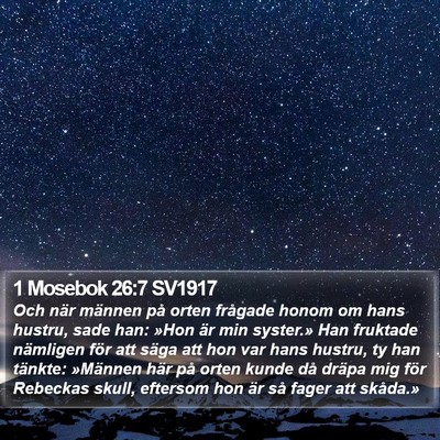 1 Mosebok 26:7 SV1917 Bible Verse Image