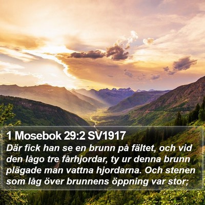 1 Mosebok 29:2 SV1917 Bible Verse Image