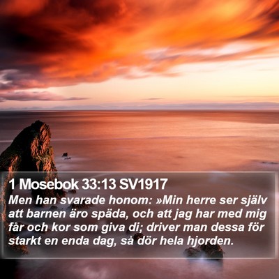 1 Mosebok 33:13 SV1917 Bible Verse Image