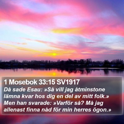 1 Mosebok 33:15 SV1917 Bible Verse Image