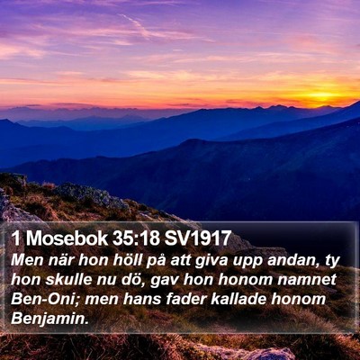 1 Mosebok 35:18 SV1917 Bible Verse Image