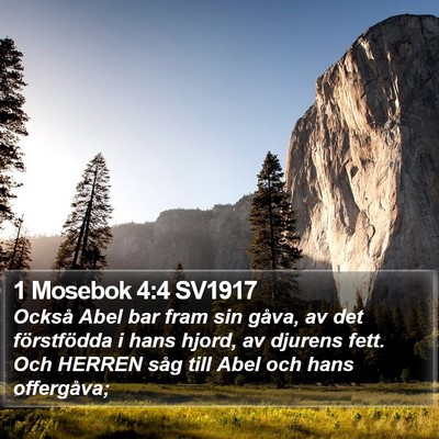 1 Mosebok 4:4 SV1917 Bible Verse Image
