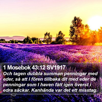 1 Mosebok 43:12 SV1917 Bible Verse Image