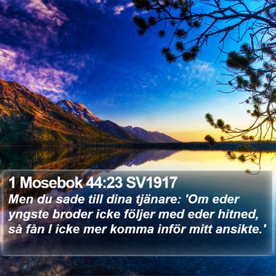 1 Mosebok 44:23 SV1917 Bible Verse Image