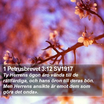 1 Petrusbrevet 3:12 SV1917 Bible Verse Image