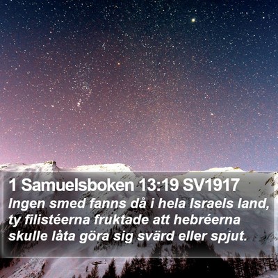 1 Samuelsboken 13:19 SV1917 Bible Verse Image