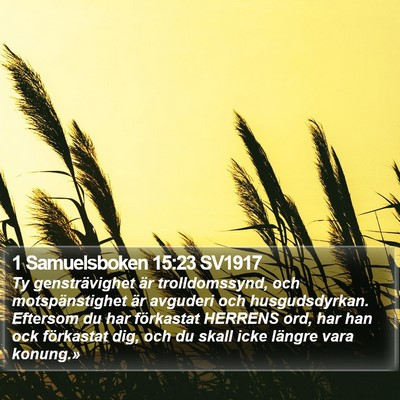 1 Samuelsboken 15:23 SV1917 Bible Verse Image