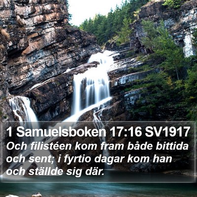 1 Samuelsboken 17:16 SV1917 Bible Verse Image