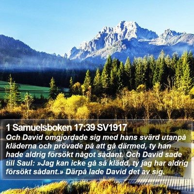 1 Samuelsboken 17:39 SV1917 Bible Verse Image