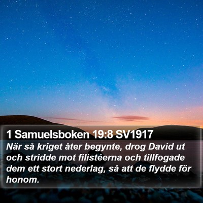 1 Samuelsboken 19:8 SV1917 Bible Verse Image