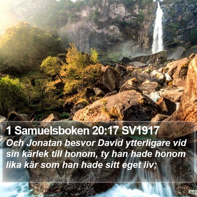 1 Samuelsboken 20:17 SV1917 Bible Verse Image