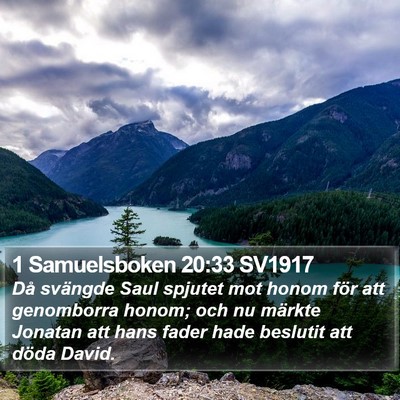 1 Samuelsboken 20:33 SV1917 Bible Verse Image