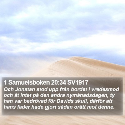 1 Samuelsboken 20:34 SV1917 Bible Verse Image