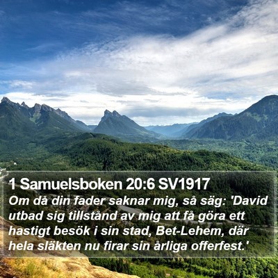1 Samuelsboken 20:6 SV1917 Bible Verse Image