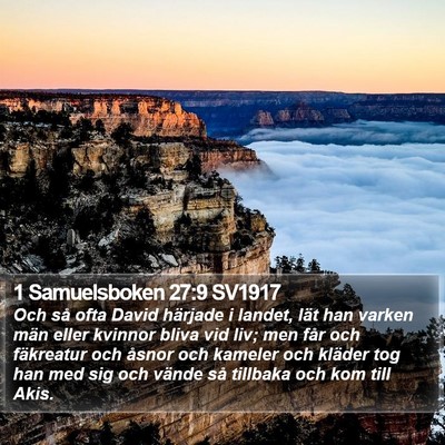 1 Samuelsboken 27:9 SV1917 Bible Verse Image