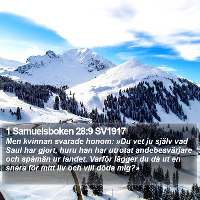 1 Samuelsboken 28:9 SV1917 Bible Verse Image