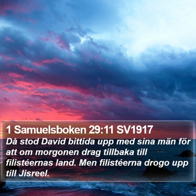 1 Samuelsboken 29:11 SV1917 Bible Verse Image