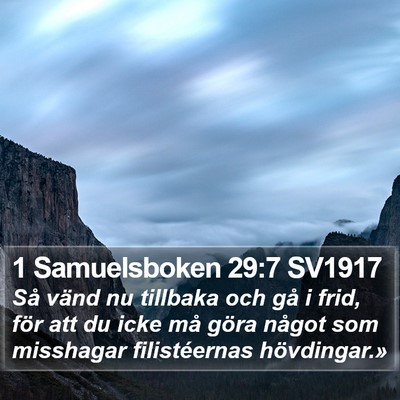 1 Samuelsboken 29:7 SV1917 Bible Verse Image