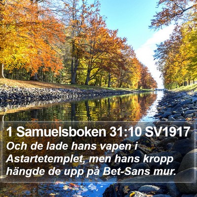 1 Samuelsboken 31:10 SV1917 Bible Verse Image
