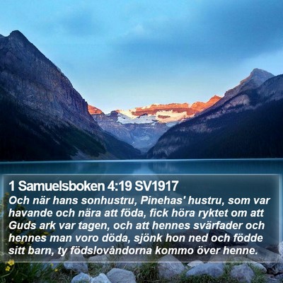 1 Samuelsboken 4:19 SV1917 Bible Verse Image