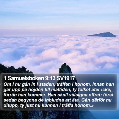 1 Samuelsboken 9:13 SV1917 Bible Verse Image