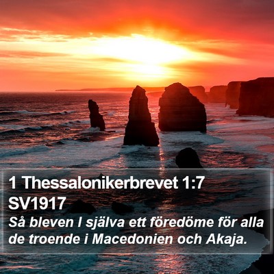 1 Thessalonikerbrevet 1:7 SV1917 Bible Verse Image
