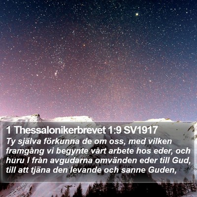 1 Thessalonikerbrevet 1:9 SV1917 Bible Verse Image