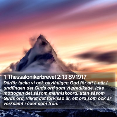1 Thessalonikerbrevet 2:13 SV1917 Bible Verse Image