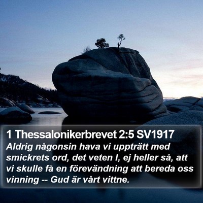 1 Thessalonikerbrevet 2:5 SV1917 Bible Verse Image