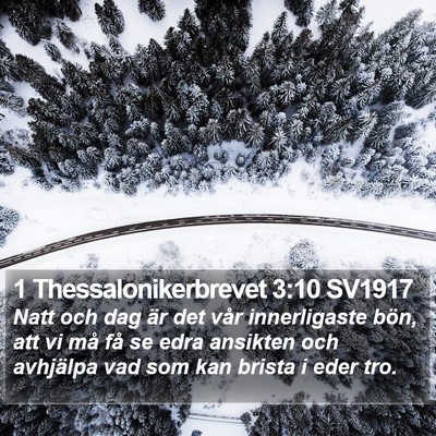 1 Thessalonikerbrevet 3:10 SV1917 Bible Verse Image