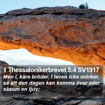 1 Thessalonikerbrevet 5:4 SV1917 Bible Verse Image