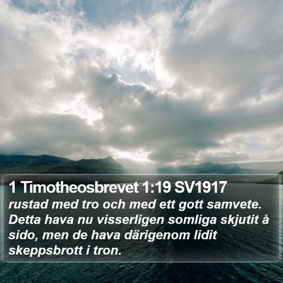 1 Timotheosbrevet 1:19 SV1917 Bible Verse Image