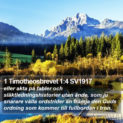 1 Timotheosbrevet 1:4 SV1917 Bible Verse Image