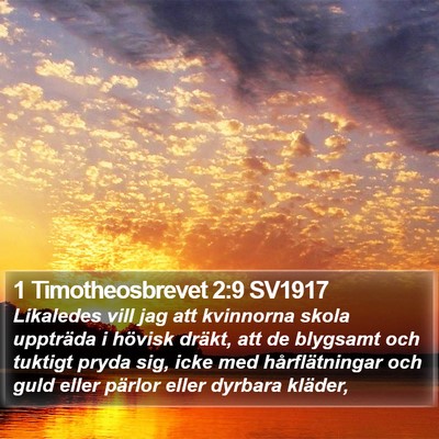 1 Timotheosbrevet 2:9 SV1917 Bible Verse Image