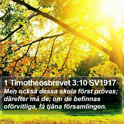 1 Timotheosbrevet 3:10 SV1917 Bible Verse Image