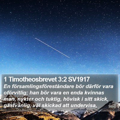 1 Timotheosbrevet 3:2 SV1917 Bible Verse Image