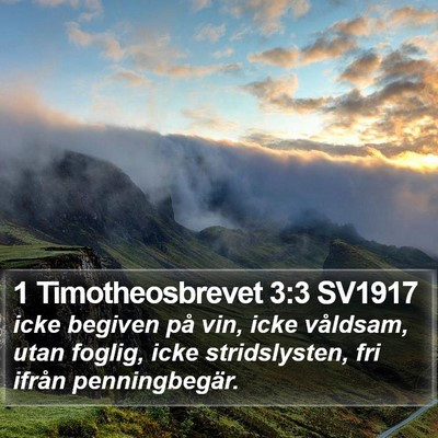 1 Timotheosbrevet 3:3 SV1917 Bible Verse Image