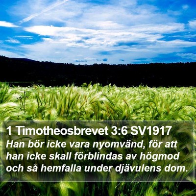 1 Timotheosbrevet 3:6 SV1917 Bible Verse Image