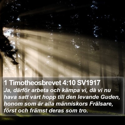 1 Timotheosbrevet 4:10 SV1917 Bible Verse Image